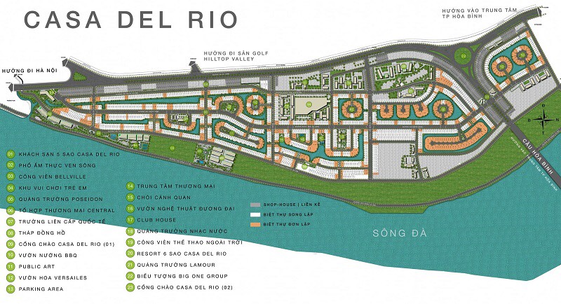 Mặt bằng tổng thể tiện ích  Casa Del Rio Hòa Bình
