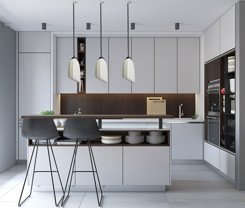 Không gian bếp mở giúp kết nối phòng khách và các khu vực khác trong căn hộ