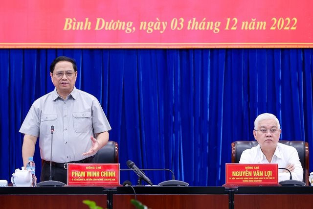Thủ tướng Phạm Minh Chính trong buổi làm việc với Ban Thường vụ Tỉnh ủy Bình Dương