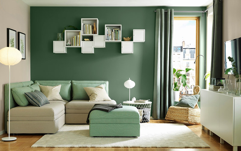 người mệnh Mộc thì nên chọn các màu xanh lá, xanh rêu, xanh nõn chuối để sơn phòng khách