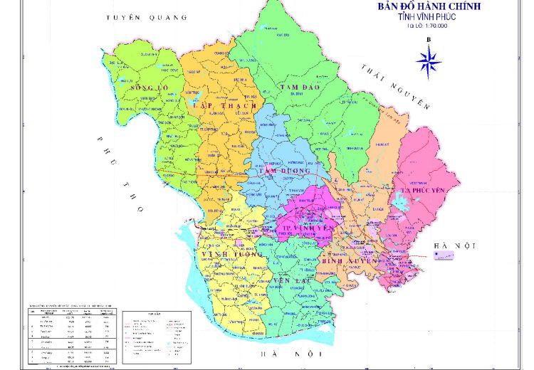Bản đồ hành chính tỉnh Vĩnh Phúc.