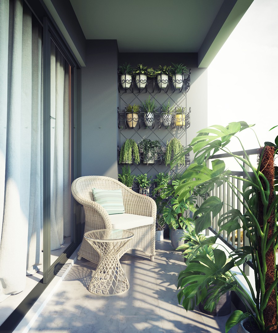 Cây xanh bày trí nội thất mang đến căn hộ đầy tính thẩm mỹ.