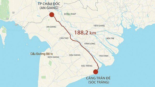 dự án thành phần 2 đoạn qua địa bàn TP. Cần Thơ xuất phát từ phận xã Thạnh Quới (huyện Vĩnh Thạnh), kết thúc tại địa phận xã Trường Xuân B