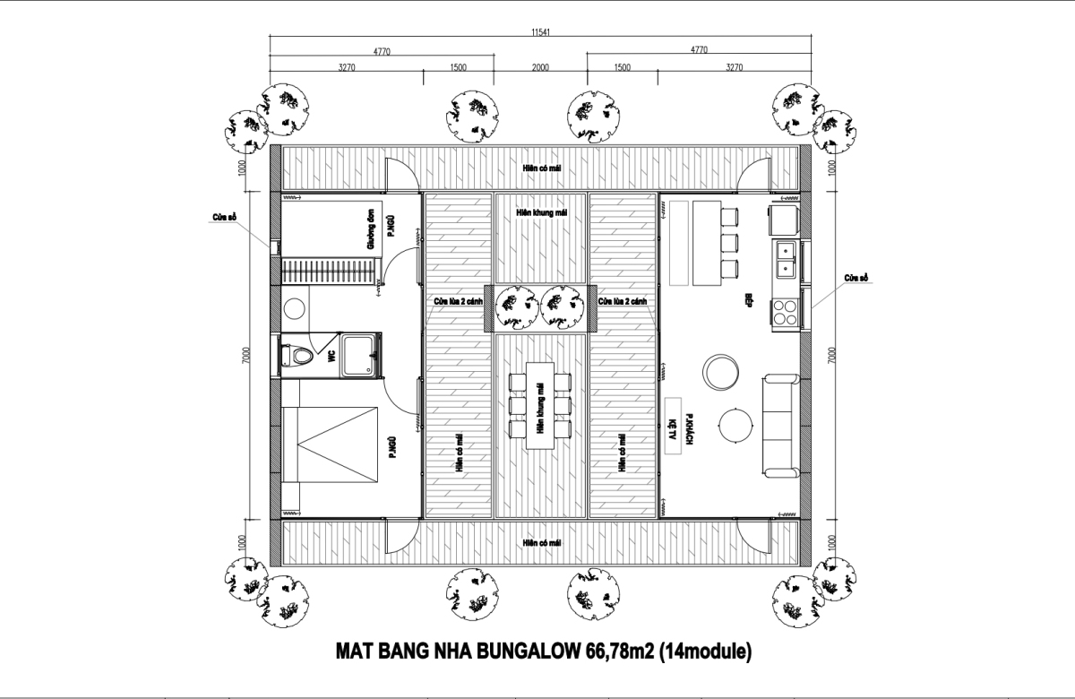 Mặt bằng bố trí công trình.