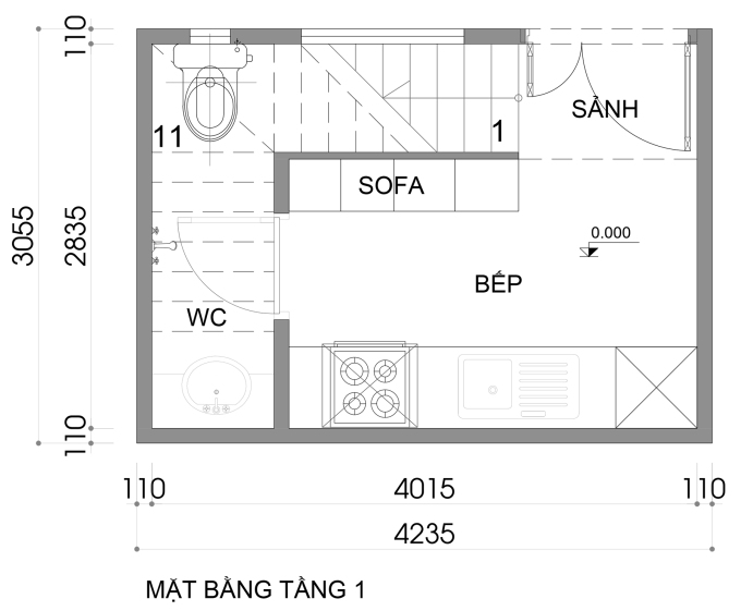 Giải pháp cải tạo nhà 12 m2 phố cổ Hà Nội