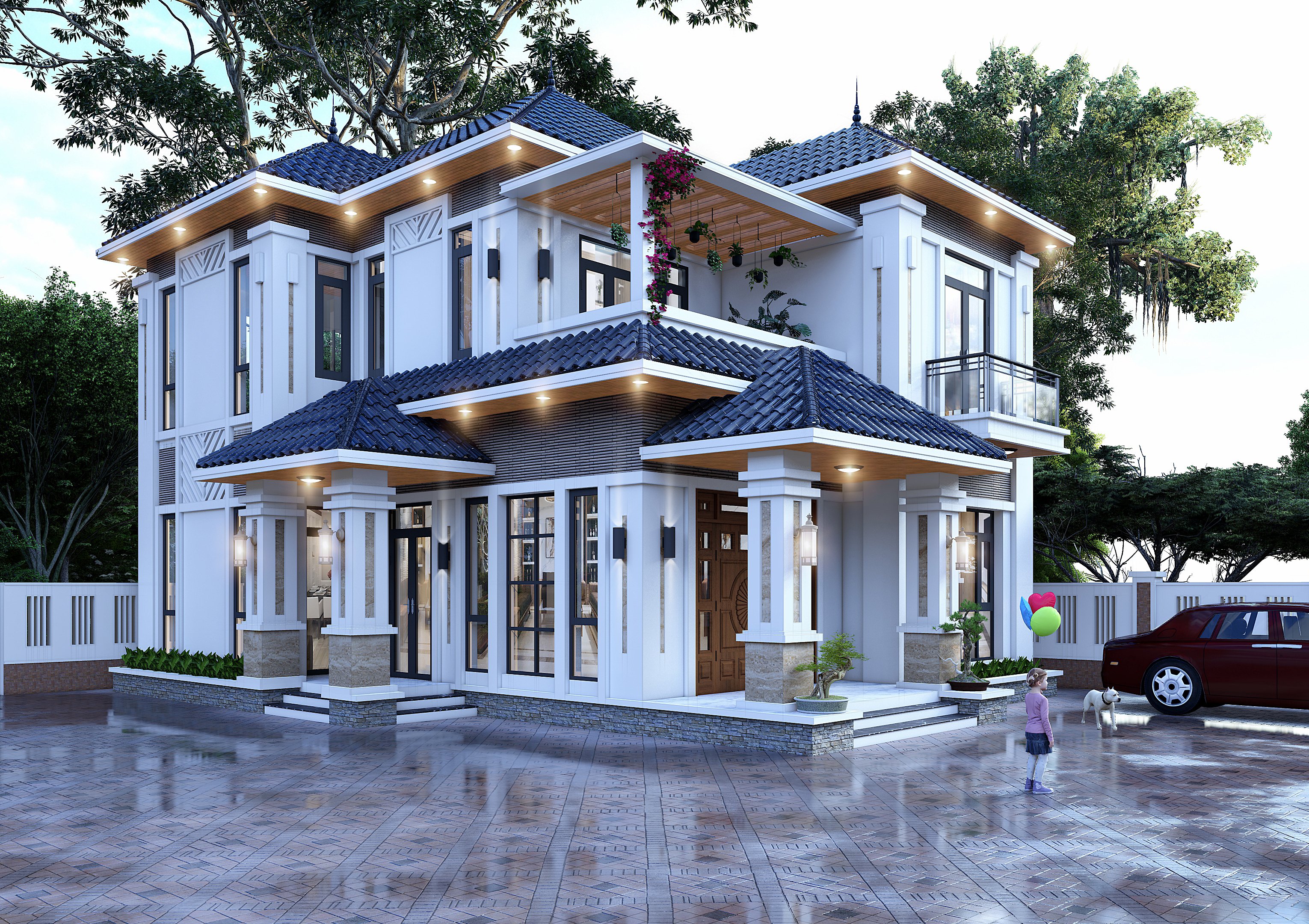 Nhà 2 tầng phong cách mái Nhật đầy đủ tiện nghi hiện đại Nhà 2 tầng phong cách mái Nhật đầy đủ tiện nghi hiện đại