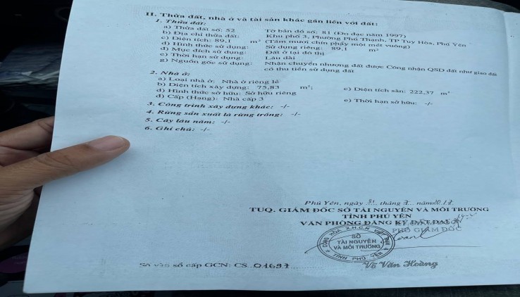 Bán nhanh căn nhà phố phường Phú Thạnh, TP Tuy Hoà, Phú Yên