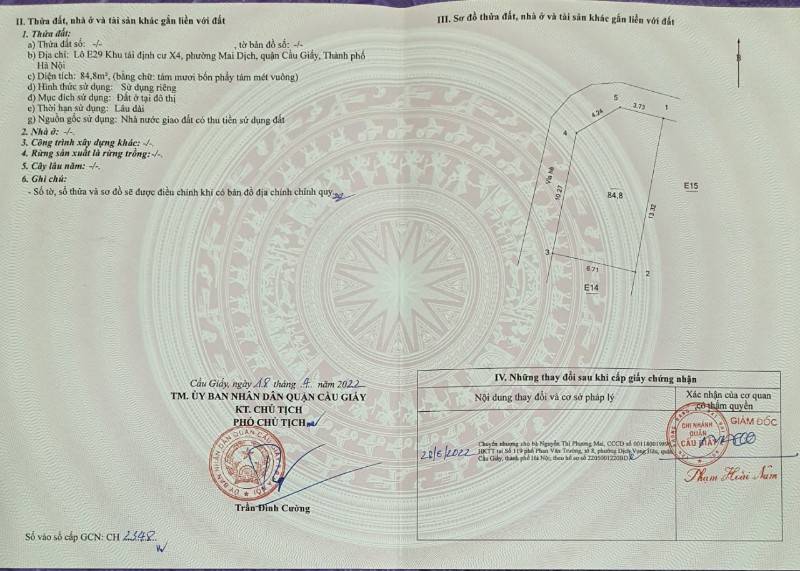 Bán hoặc cho thuê đất Lô Góc khu tái định cư X4 phố Dương Khuê