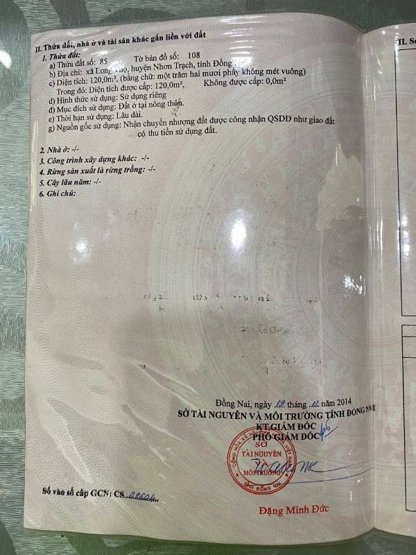 Chính chủ bán nhanh lô đất dự án HUD, xã Long Thọ, Đồng Nai, sổ hồng