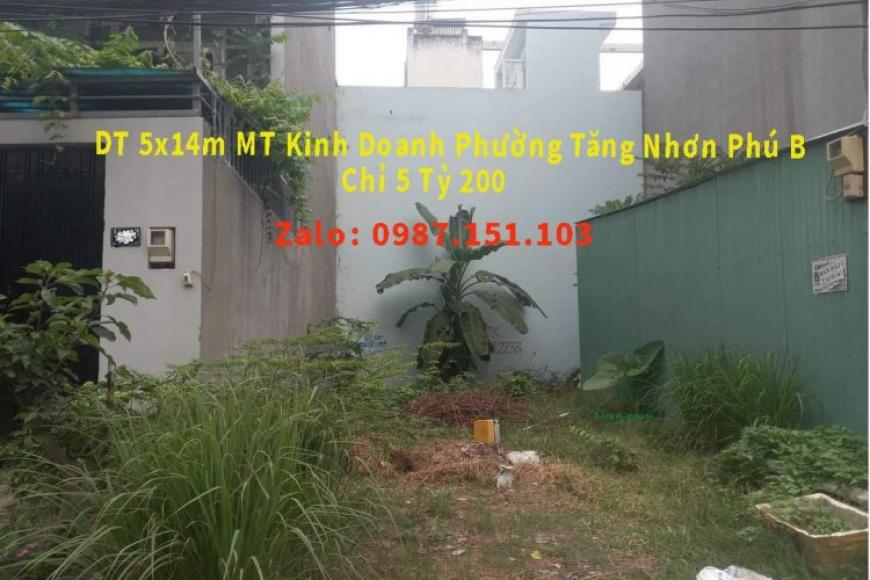 Bán Đất Mặt Tiền Kinh Doanh Đường Số 2, Tăng Nhơn Phú B. DT 60m2. Xây Dựng Tự Do. 5 Tỷ 1