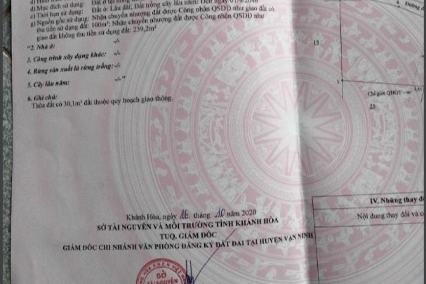 Cần tiền nên sang nhượng lô đất đẹp tại Xã Vạn Khánh, Vạn Ninh, Khánh Hòa