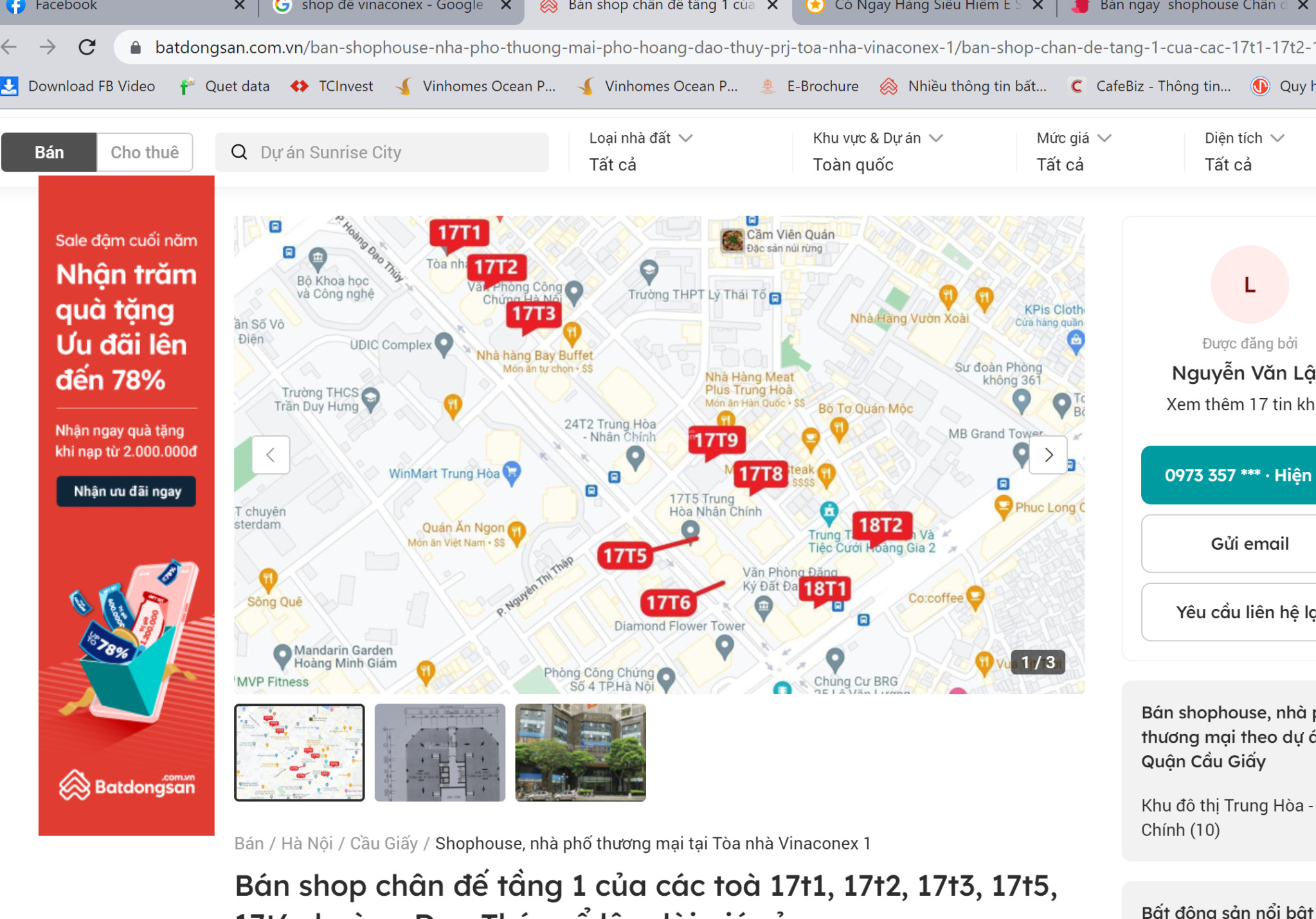 ĐỘC NHẤT!!! Bán shophouse chân đế 17T Hoàng Đạo Thúy đang cho thuê, sổ vĩnh viễn