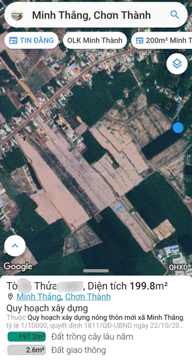 Bán đúng giá, đúng vị trí. Lô đất ngay đường Số 11, xã Minh Thắng, Chơn Thành, Bình Phước