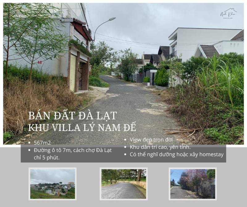 Bán 567m2 đất thổ, nghỉ dưỡng, Lý Nam Đế, Phường 8, TP Đà Lạt, 26 tỷ