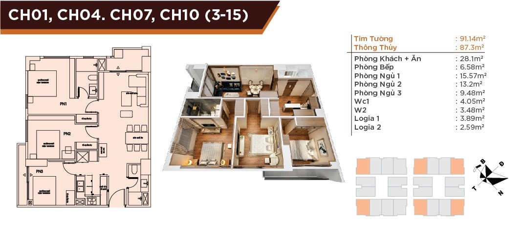 Bán căn góc 3PN dự án HC Golden City. Nhận nhà ở ngay, bàn giao full nội thất cao cấp.